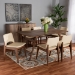 Baxton Studio Afton Mid-Century Modern Beige Faux Leather Upholstered and Walnut Brown Finished Wood 7-Piece Dining Set - BSORDC827-Beige/Walnut-7PC Dining Set