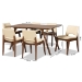 Baxton Studio Afton Mid-Century Modern Beige Faux Leather Upholstered and Walnut Brown Finished Wood 7-Piece Dining Set - BSORDC827-Beige/Walnut-7PC Dining Set