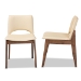 Baxton Studio Afton Mid-Century Modern Beige Faux Leather Upholstered and Walnut Brown Finished Wood 2-Piece Dining Chair Set - BSORDC827-Beige/Walnut-DC
