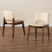 Baxton Studio Afton Mid-Century Modern Beige Faux Leather Upholstered and Walnut Brown Finished Wood 2-Piece Dining Chair Set - BSORDC827-Beige/Walnut-DC
