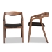 Baxton Studio Harland Mid-Century Modern Black Faux Leather Upholstered and Walnut Brown Finished Wood 2-Piece Dining Chair Set - BSORDC809B-AC-Black/Walnut-DC