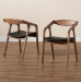 Baxton Studio Harland Mid-Century Modern Black Faux Leather Upholstered and Walnut Brown Finished Wood 2-Piece Dining Chair Set - BSORDC809B-AC-Black/Walnut-DC