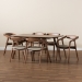 Baxton Studio Harland Mid-Century Modern Grey Faux Leather Upholstered and Walnut Brown Finished Wood 7-Piece Dining Set - BSORDC809B-AC-Steel/Walnut-7PC Dining Set