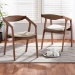 Baxton Studio Harland Mid-Century Modern Grey Faux Leather Upholstered and Walnut Brown Finished Wood 2-Piece Dining Chair Set - BSORDC809B-AC-Steel/Walnut-DC