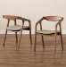 Baxton Studio Harland Mid-Century Modern Grey Faux Leather Upholstered and Walnut Brown Finished Wood 2-Piece Dining Chair Set - BSORDC809B-AC-Steel/Walnut-DC