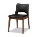 Baxton Studio Afton Mid-Century Modern Black Faux Leather Upholstered and Walnut Brown Finished Wood 7-Piece Dining Set - BSORDC827-Black/Walnut-7PC Dining Set