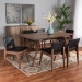 Baxton Studio Afton Mid-Century Modern Black Faux Leather Upholstered and Walnut Brown Finished Wood 7-Piece Dining Set - BSORDC827-Black/Walnut-7PC Dining Set