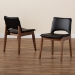 Baxton Studio Afton Mid-Century Modern Black Faux Leather Upholstered and Walnut Brown Finished Wood 2-Piece Dining Chair Set - BSORDC827-Black/Walnut-DC