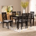 Baxton Studio Cherese Modern and Contemporary Grey Fabric Upholstered and Dark Brown Finished Wood 7-Piece Dining Set - BSORH334C-Grey/Dark Brown-7PC Dining Set