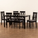 Baxton Studio Cherese Modern and Contemporary Grey Fabric Upholstered and Dark Brown Finished Wood 7-Piece Dining Set - BSORH334C-Grey/Dark Brown-7PC Dining Set