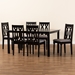 Baxton Studio Cherese Modern and Contemporary Grey Fabric Upholstered and Dark Brown Finished Wood 7-Piece Dining Set - BSORH334C-Grey/Dark Brown-7PC Dining Set