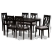 Baxton Studio Cherese Modern and Contemporary Grey Fabric Upholstered and Dark Brown Finished Wood 7-Piece Dining Set - BSORH334C-Grey/Dark Brown-7PC Dining Set