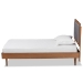 Baxton Studio Greta Mid-Century Modern Dark Grey Fabric Upholstered and Walnut Brown Finished Wood Twin Size Platform Bed - BSOGreta-Dark Grey/Ash Walnut-Twin
