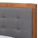 Baxton Studio Greta Mid-Century Modern Dark Grey Fabric Upholstered and Walnut Brown Finished Wood Twin Size Platform Bed - BSOGreta-Dark Grey/Ash Walnut-Twin