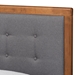 Baxton Studio Greta Mid-Century Modern Dark Grey Fabric Upholstered and Walnut Brown Finished Wood Twin Size Platform Bed - BSOGreta-Dark Grey/Ash Walnut-Twin
