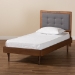 Baxton Studio Greta Mid-Century Modern Dark Grey Fabric Upholstered and Walnut Brown Finished Wood Twin Size Platform Bed - BSOGreta-Dark Grey/Ash Walnut-Twin