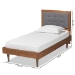 Baxton Studio Greta Mid-Century Modern Dark Grey Fabric Upholstered and Walnut Brown Finished Wood Twin Size Platform Bed - BSOGreta-Dark Grey/Ash Walnut-Twin