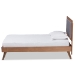 Baxton Studio Alida Mid-Century Modern Dark Grey Fabric Upholstered and Walnut Brown Finished Wood Twin Size Platform Bed - BSOAlida-Dark Grey/Ash Walnut-Twin
