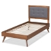 Baxton Studio Alida Mid-Century Modern Dark Grey Fabric Upholstered and Walnut Brown Finished Wood Twin Size Platform Bed - BSOAlida-Dark Grey/Ash Walnut-Twin