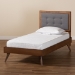 Baxton Studio Alida Mid-Century Modern Dark Grey Fabric Upholstered and Walnut Brown Finished Wood Twin Size Platform Bed - BSOAlida-Dark Grey/Ash Walnut-Twin
