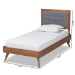 Baxton Studio Alida Mid-Century Modern Dark Grey Fabric Upholstered and Walnut Brown Finished Wood Twin Size Platform Bed - BSOAlida-Dark Grey/Ash Walnut-Twin