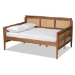 Baxton Studio Toveli Vintage French Inspired Ash Walnut Finished Wood and Synthetic Rattan Full Size Daybed