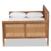 Baxton Studio Toveli Vintage French Inspired Ash Walnut Finished Wood and Synthetic Rattan Full Size Daybed - BSOMG0015-Ash Walnut Rattan-Daybed-Full