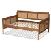 Baxton Studio Toveli Vintage French Inspired Ash Walnut Finished Wood and Synthetic Rattan Full Size Daybed - BSOMG0015-Ash Walnut Rattan-Daybed-Full