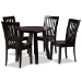 Baxton Studio Zala Modern and Contemporary Dark Brown Finished Wood 5-Piece Dining Set