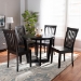 Baxton Studio Sasa Modern and Contemporary Dark Brown Finished Wood 5-Piece Dining Set - BSOSasa-Dark Brown-5PC Dining Set