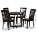 Baxton Studio Sasa Modern and Contemporary Dark Brown Finished Wood 5-Piece Dining Set - BSOSasa-Dark Brown-5PC Dining Set