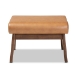 Baxton Studio Bianca Mid-Century Modern Walnut Brown Finished Wood and Tan Faux Leather Effect Ottoman - BSOBianca-Tan/Walnut Brown-Otto