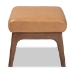 Baxton Studio Bianca Mid-Century Modern Walnut Brown Finished Wood and Tan Faux Leather Effect Ottoman - BSOBianca-Tan/Walnut Brown-Otto