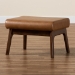 Baxton Studio Bianca Mid-Century Modern Walnut Brown Finished Wood and Tan Faux Leather Effect Ottoman - BSOBianca-Tan/Walnut Brown-Otto