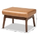 Baxton Studio Bianca Mid-Century Modern Walnut Brown Finished Wood and Tan Faux Leather Effect Ottoman - BSOBianca-Tan/Walnut Brown-Otto