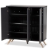 Baxton Studio Kelson Modern and Contemporary Dark Grey and Gold Finished Wood 3-Door Shoe Cabinet - BSOLV19SC1915-Dark Grey-Shoe Cabinet