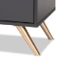 Baxton Studio Kelson Modern and Contemporary Dark Grey and Gold Finished Wood 3-Door Shoe Cabinet - BSOLV19SC1915-Dark Grey-Shoe Cabinet