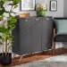 Baxton Studio Kelson Modern and Contemporary Dark Grey and Gold Finished Wood 3-Door Shoe Cabinet - BSOLV19SC1915-Dark Grey-Shoe Cabinet