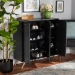 Baxton Studio Kelson Modern and Contemporary Dark Grey and Gold Finished Wood 3-Door Shoe Cabinet - BSOLV19SC1915-Dark Grey-Shoe Cabinet