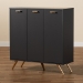 Baxton Studio Kelson Modern and Contemporary Dark Grey and Gold Finished Wood 3-Door Shoe Cabinet - BSOLV19SC1915-Dark Grey-Shoe Cabinet