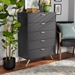 Baxton Studio Kelson Modern and Contemporary Dark Grey and Gold Finished Wood 5-Drawer Chest - BSOLV19COD1923-Dark Grey-5DW-Chest