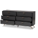 Baxton Studio Kelson Modern and Contemporary Dark Grey and Gold Finished Wood 6-Drawer Dresser - BSOLV19COD19231-Dark Grey-6DW-Dresser