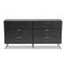 Baxton Studio Kelson Modern and Contemporary Dark Grey and Gold Finished Wood 6-Drawer Dresser - BSOLV19COD19231-Dark Grey-6DW-Dresser