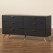 Baxton Studio Kelson Modern and Contemporary Dark Grey and Gold Finished Wood 6-Drawer Dresser - BSOLV19COD19231-Dark Grey-6DW-Dresser