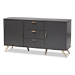 Baxton Studio Kelson Modern and Contemporary Dark Grey and Gold Finished Wood 2-Door Sideboard Buffet