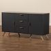 Baxton Studio Kelson Modern and Contemporary Dark Grey and Gold Finished Wood 2-Door Sideboard Buffet - BSOLV19BFT1917-Dark Grey-Buffet
