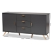 Baxton Studio Kelson Modern and Contemporary Dark Grey and Gold Finished Wood 2-Door Sideboard Buffet - BSOLV19BFT1917-Dark Grey-Buffet