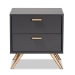 Baxton Studio Kelson Modern and Contemporary Dark Grey and Gold Finished Wood 2-Drawer Nightstand - BSOLV19ST1924-Dark Grey-NS
