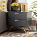 Baxton Studio Kelson Modern and Contemporary Dark Grey and Gold Finished Wood 2-Drawer Nightstand - BSOLV19ST1924-Dark Grey-NS