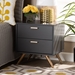 Baxton Studio Kelson Modern and Contemporary Dark Grey and Gold Finished Wood 2-Drawer Nightstand - BSOLV19ST1924-Dark Grey-NS